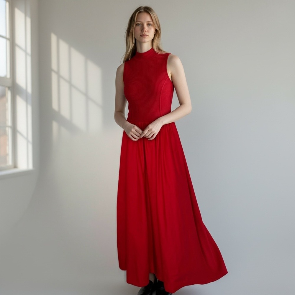 Reformation Mock Neck Red Maxi Dress XS Jenny Reimold November 2025 Sleeveless
